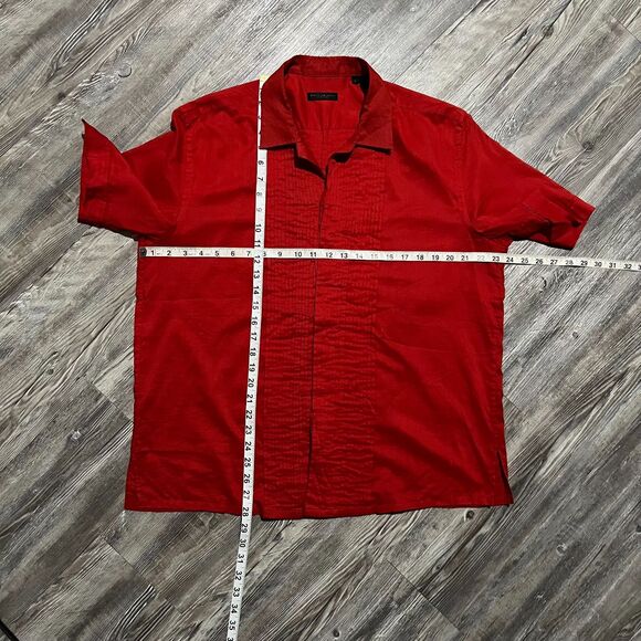 Donna Karan NY Red Pleated Cotton Shirt L Hong Kong - Picture 6 of 7